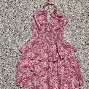 SHEIN Pink Floral Tiered Kids Dress